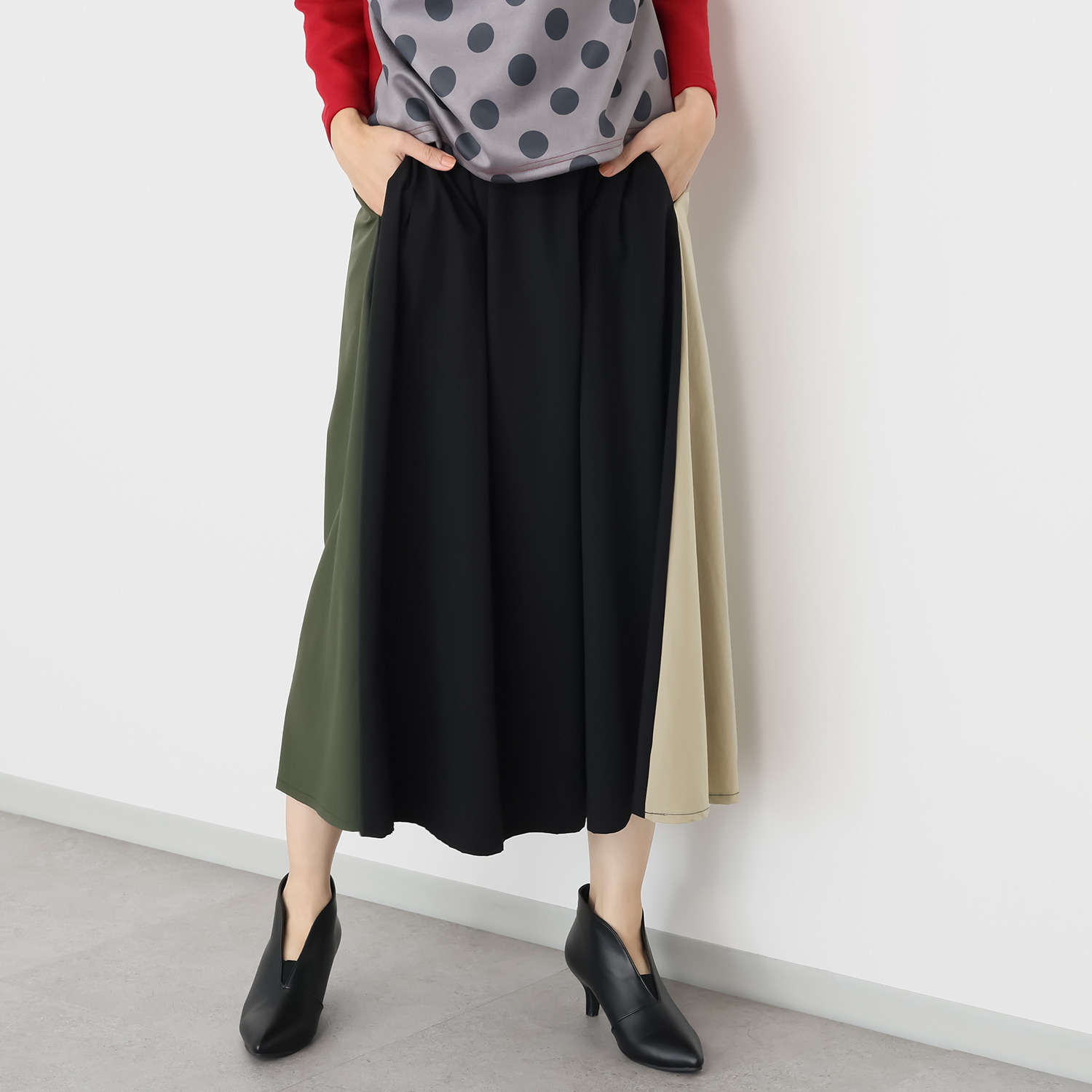 コイビトミサキ 前後２ウェイ 配色デザインスカート