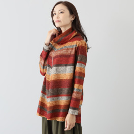 コイビトミサキ 起毛 マルチカラー ボーダーチュニック