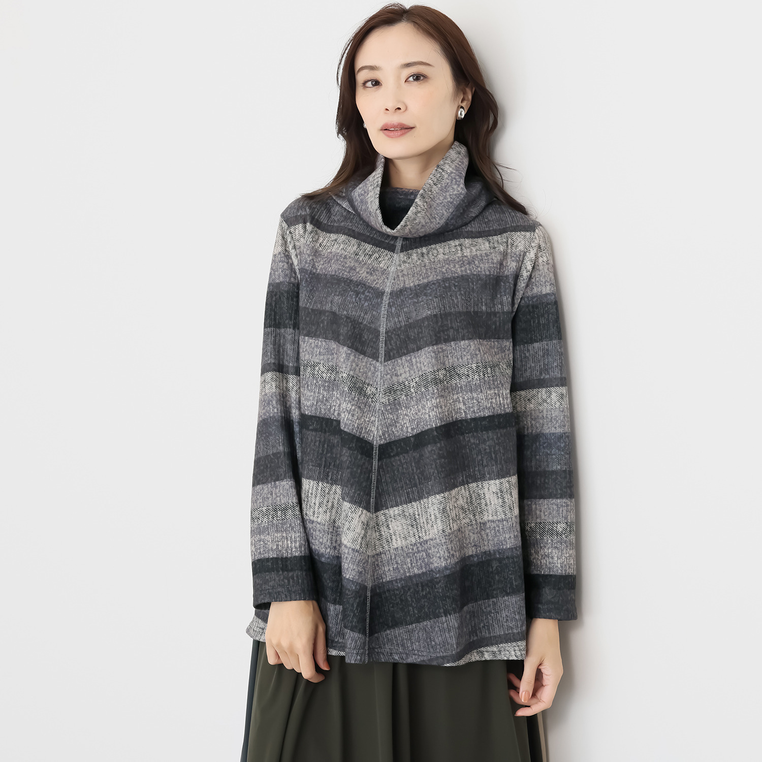 コイビトミサキ 起毛 マルチカラー ボーダーチュニック