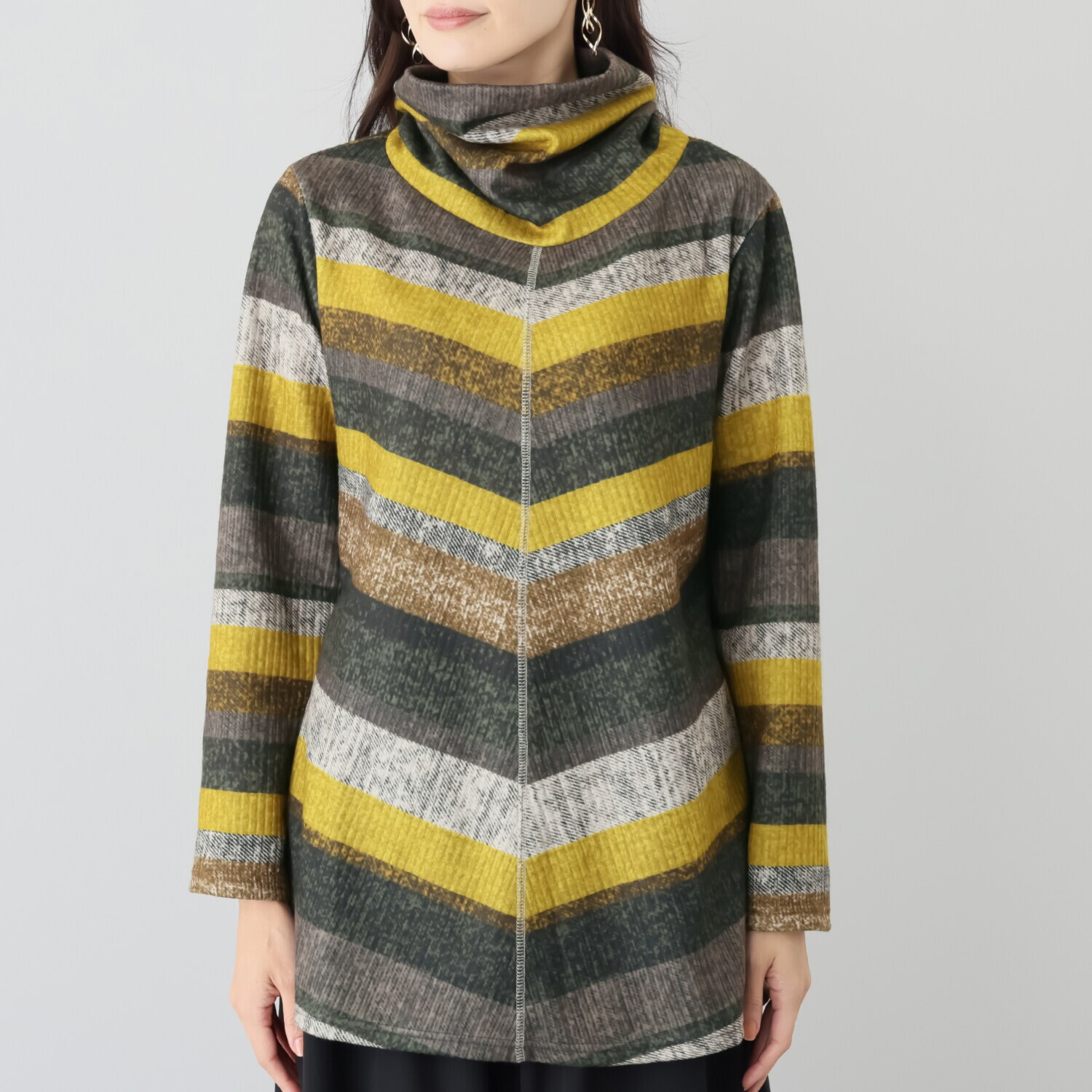 コイビトミサキ 起毛 マルチカラー ボーダーチュニック