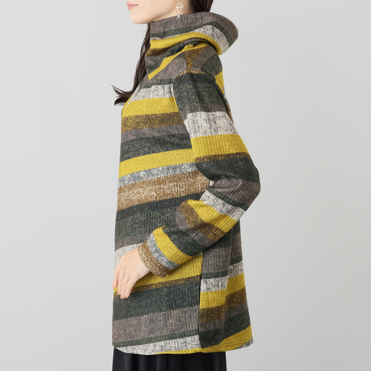 コイビトミサキ 起毛 マルチカラー ボーダーチュニック