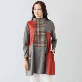 コイビトミサキ チェック柄 切替デザインチュニック