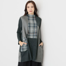 コイビトミサキ チェック柄 切替デザインチュニック