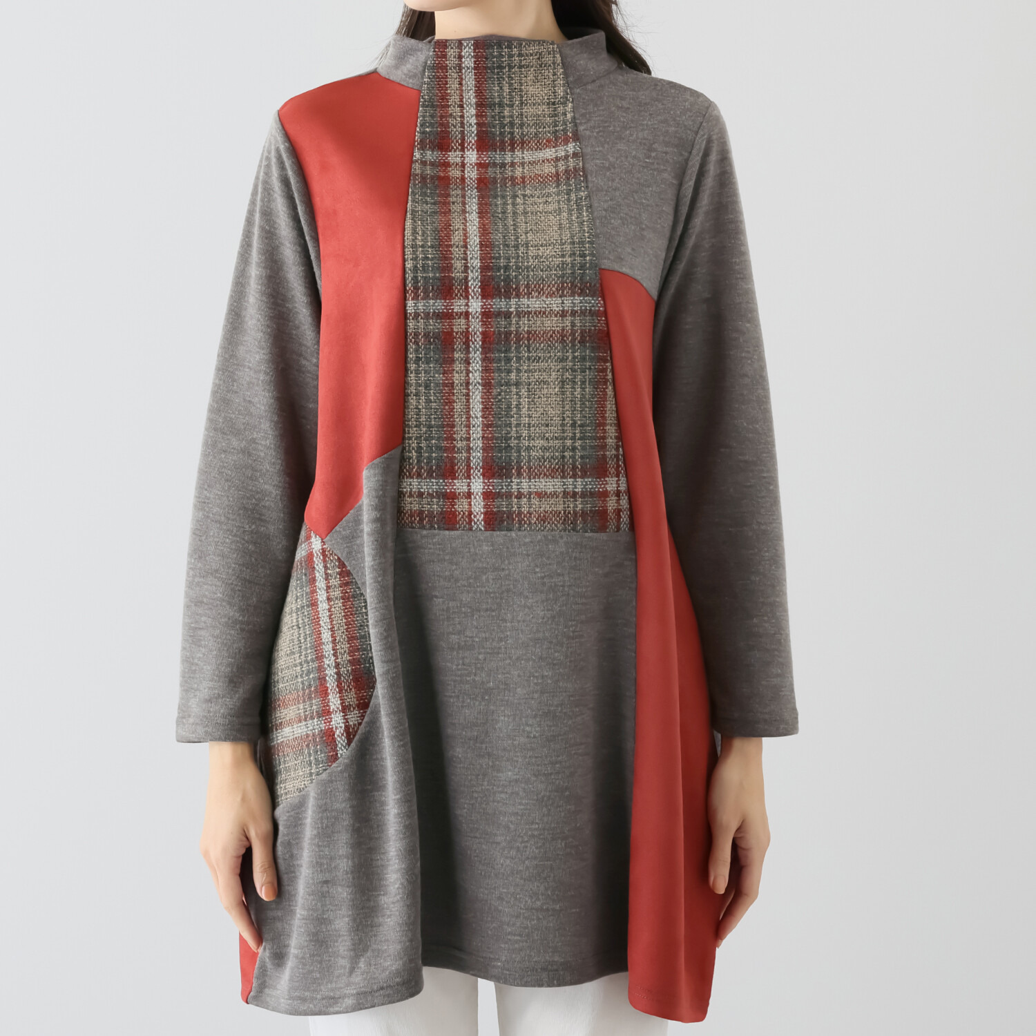 コイビトミサキ チェック柄 切替デザインチュニック