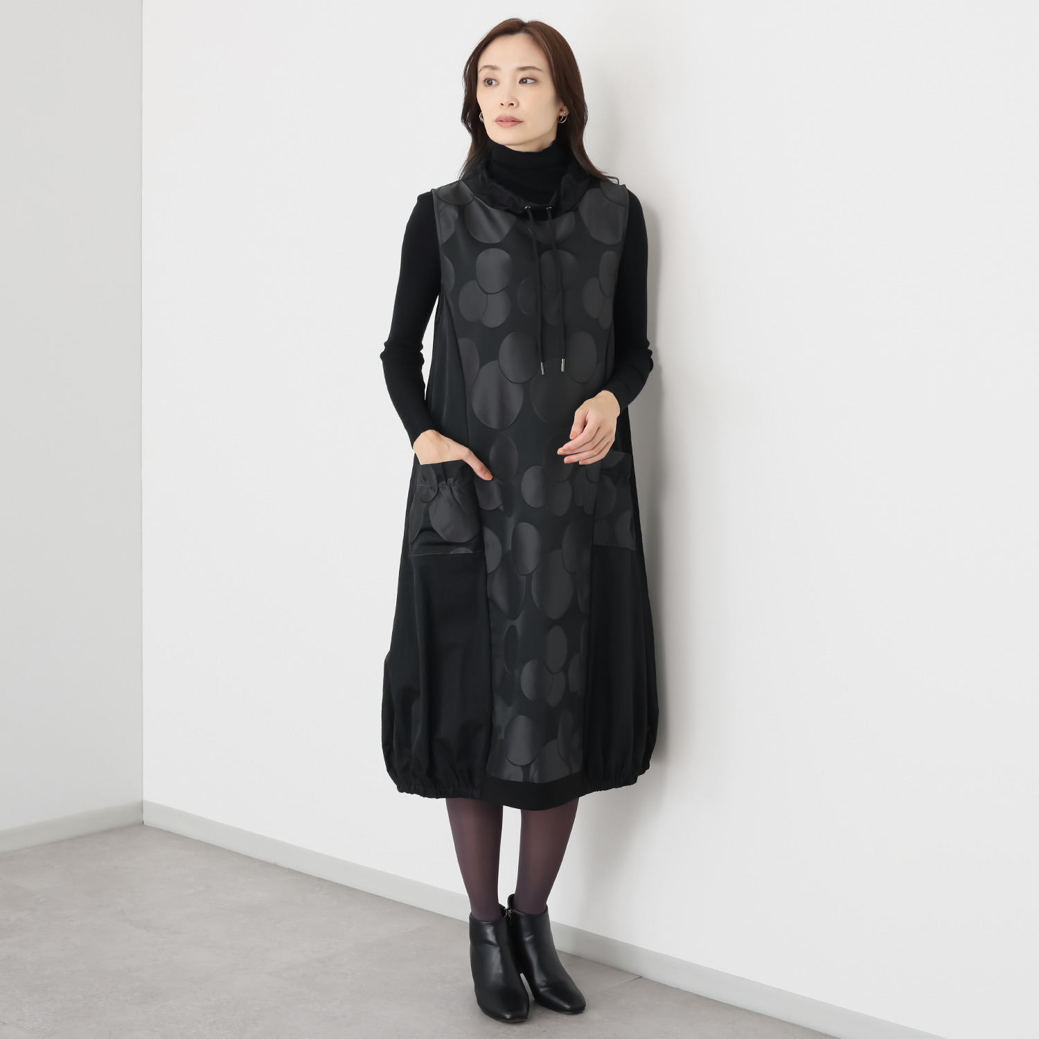 コイビトミサキ ドットジャガード ノースリーブワンピース