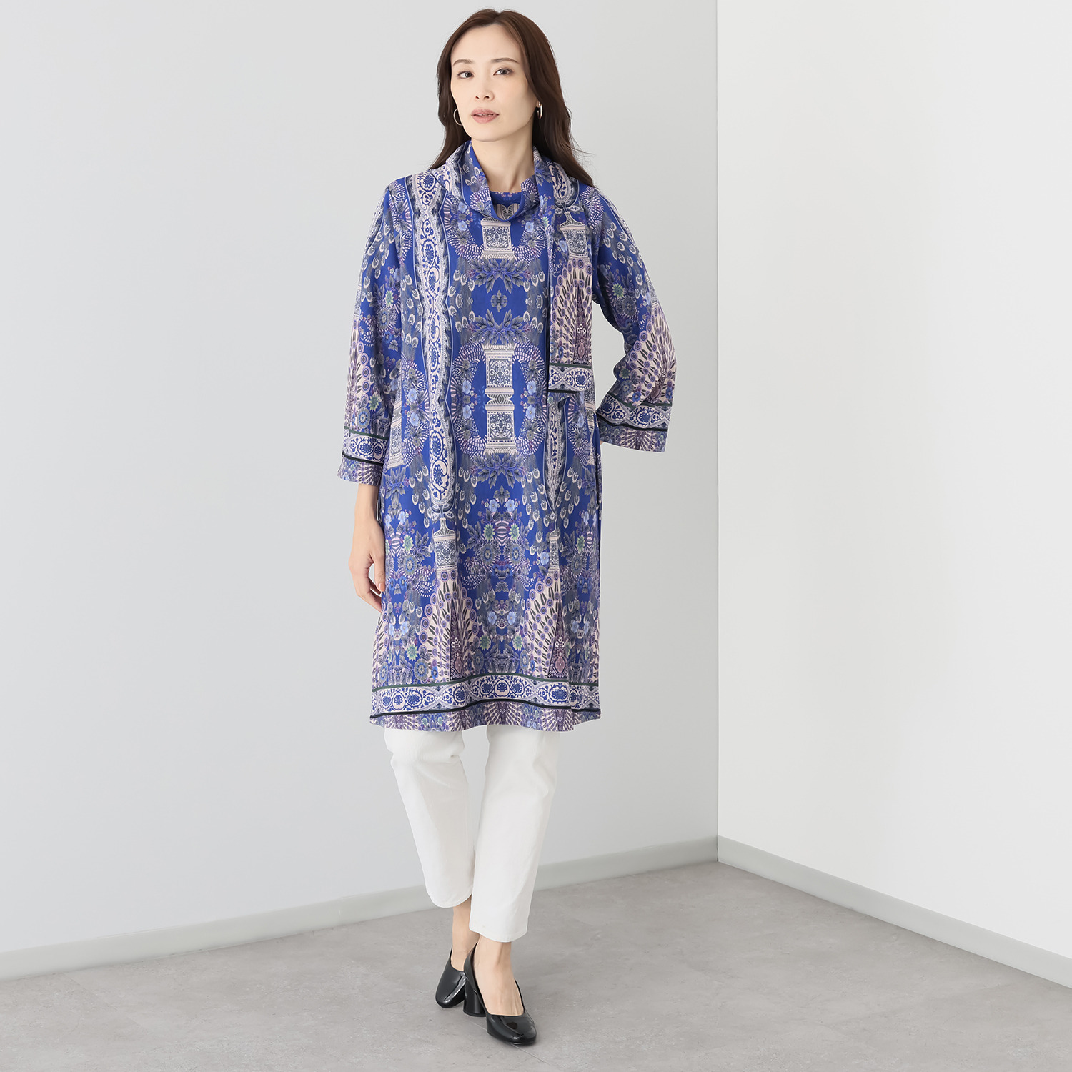 コイビトミサキ オリエンタル柄 ネックアクセント チュニック