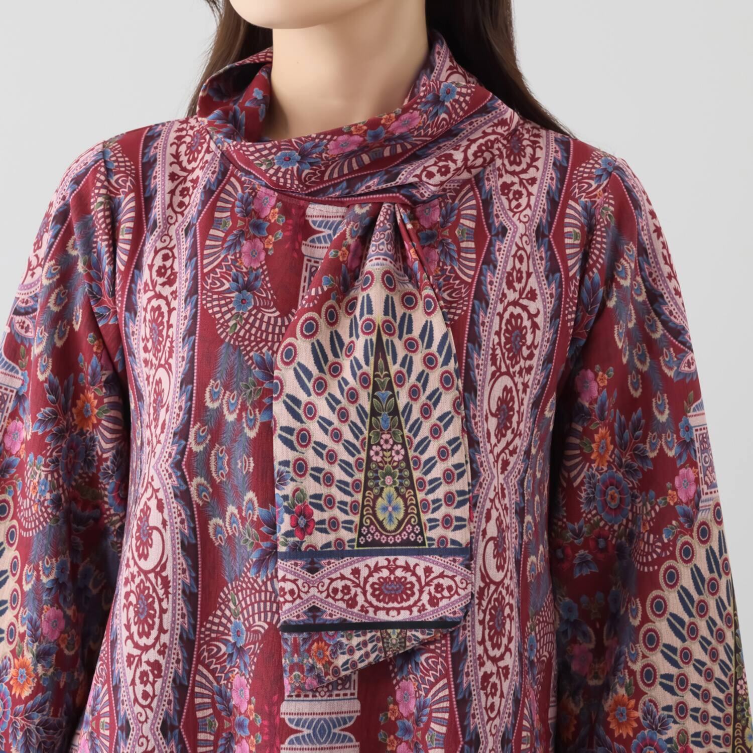 コイビトミサキ オリエンタル柄 ネックアクセント チュニック