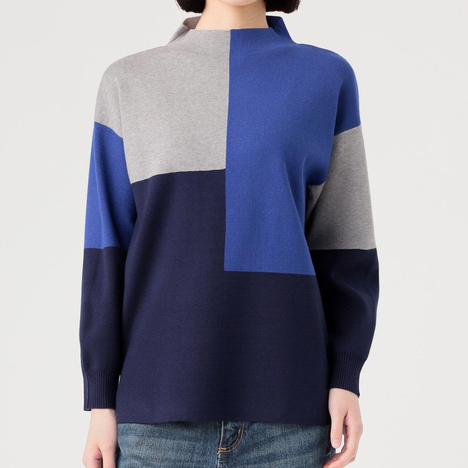 コイビトミサキ ブロッキング 配色ニット プルオーバー