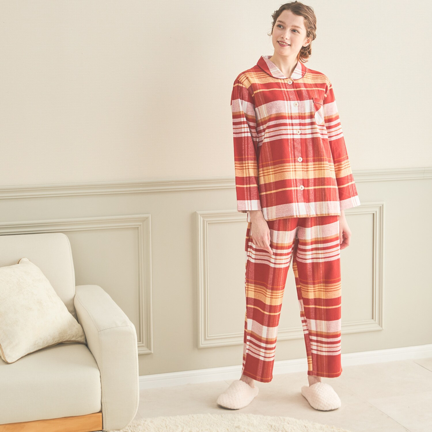 ナルエー 綿１００％ チェックパジャマ