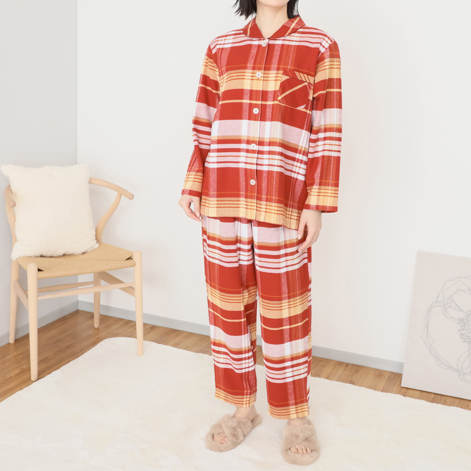 ナルエー 綿１００％ チェックパジャマ