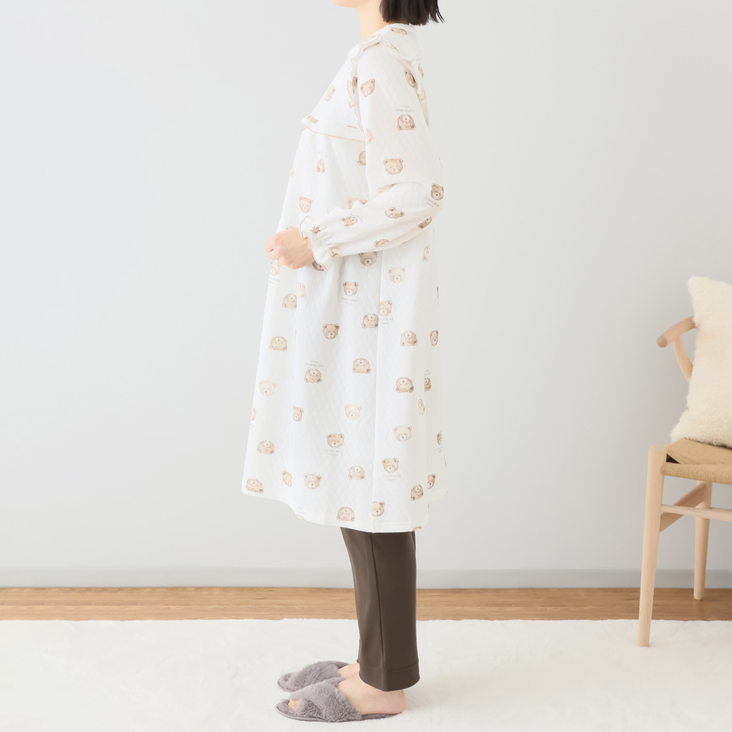 ナルエー 綿混・中綿入り接結 くまさん チュニックワンピース＆ 綿１００％スムース パンツ