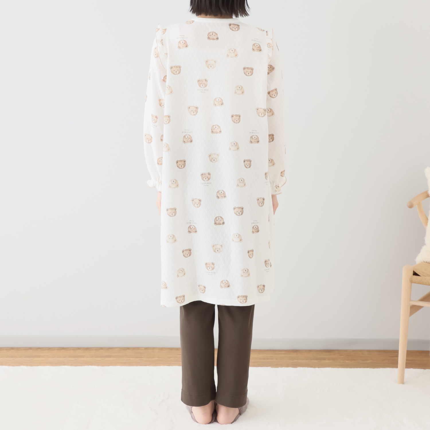 ナルエー 綿混・中綿入り接結 くまさん チュニックワンピース＆ 綿１００％スムース パンツ