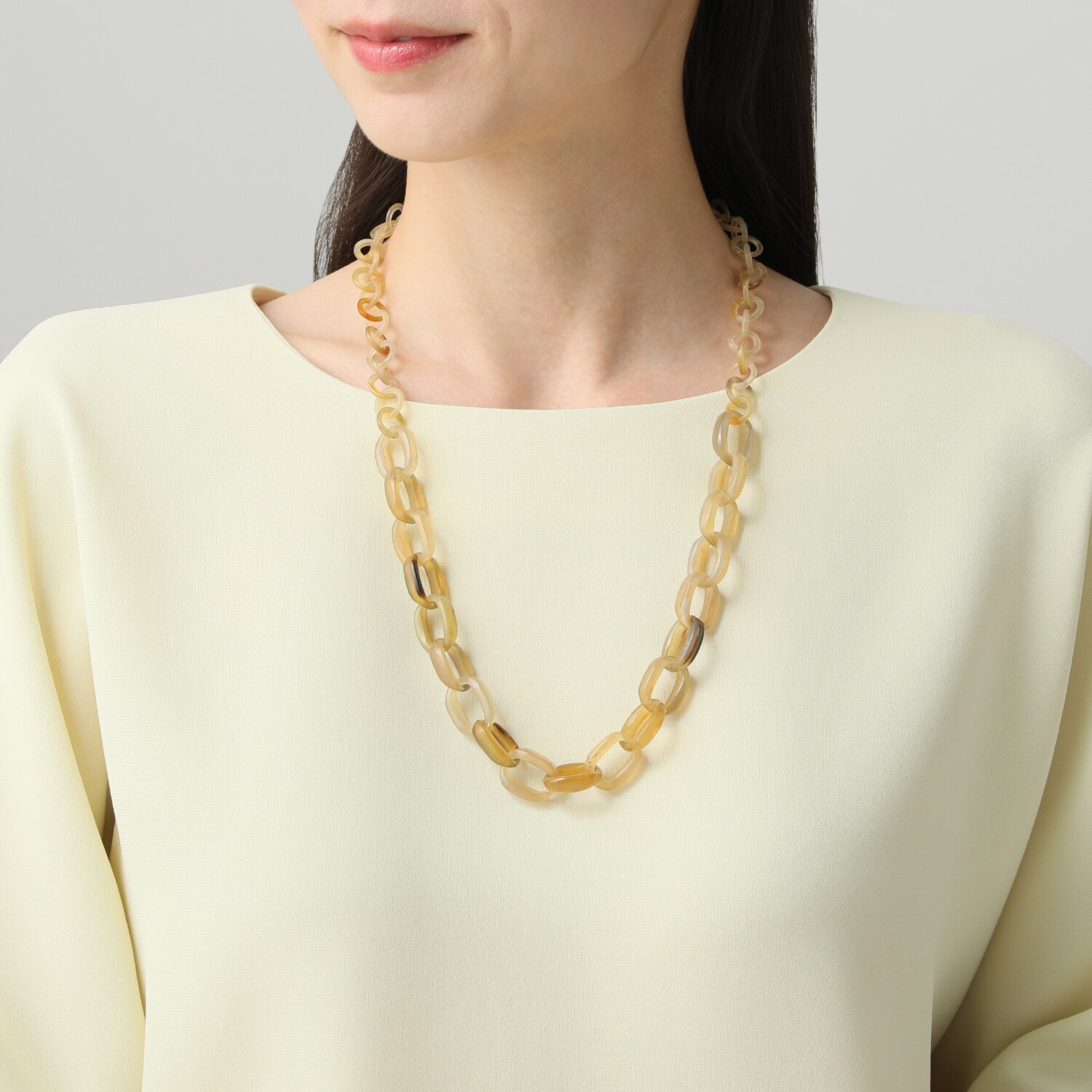 グレイスモア 飴色水牛 シンプルチェーンデザイン ロングネックレス兼 グラスホルダー