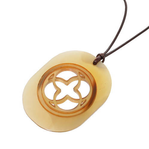 グレイスモア 水牛 クローバーカットワーク スライドコード ロングネックレス