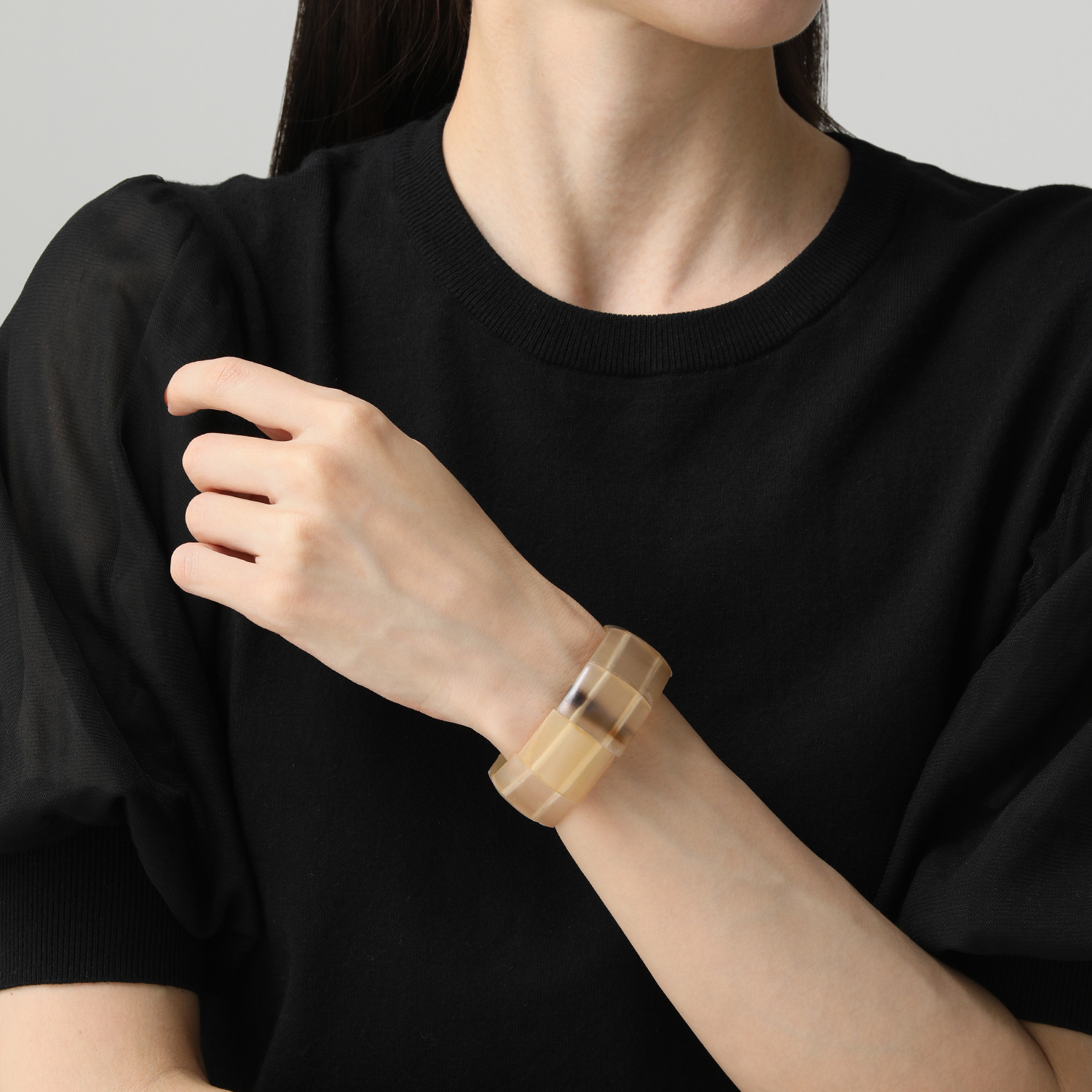 グレイスモア 飴色水牛 軽やか楽ちん ボリューム イラスティック ブレスレット