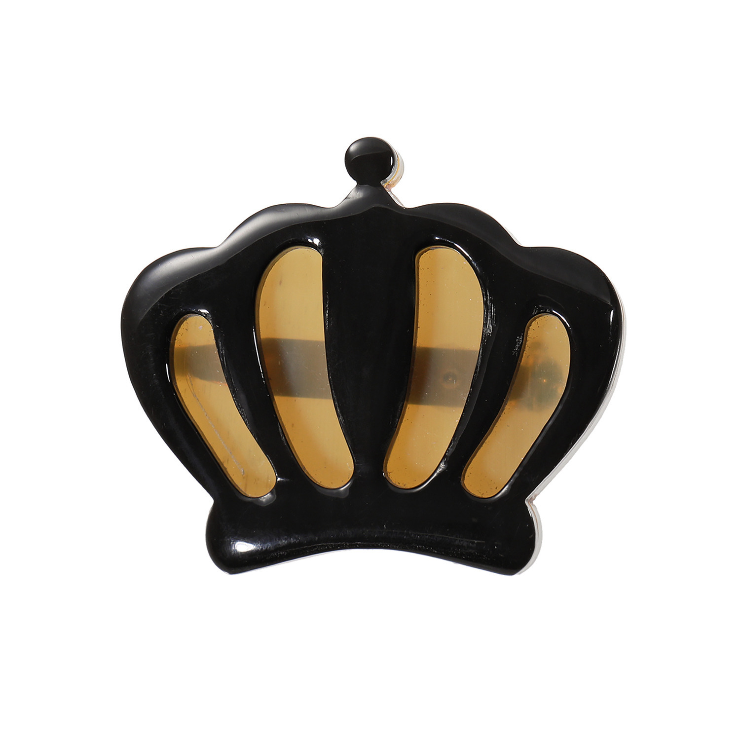 グレイスモア 水牛 バイカラー クラウンデザイン ブローチ