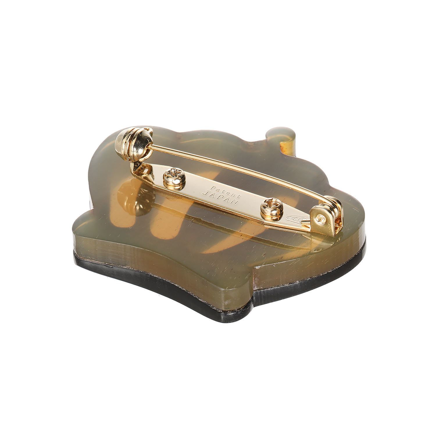 グレイスモア 水牛 バイカラー クラウンデザイン ブローチ