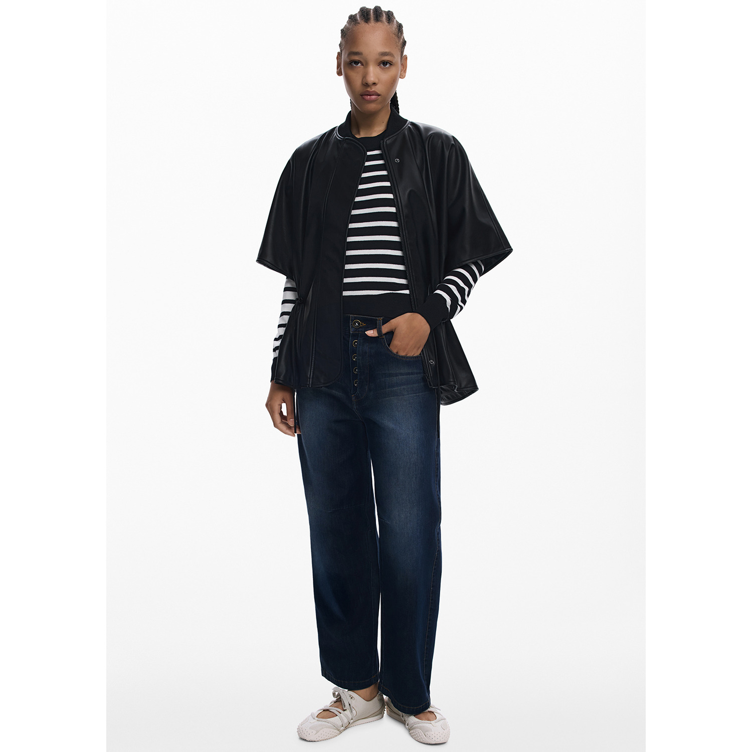 デシグアル 立体お花刺しゅう ポンチョ