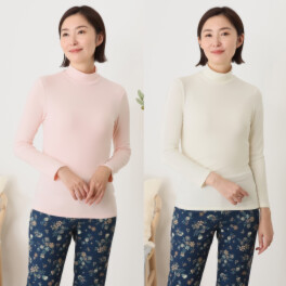 ゆるもっちぃ もっちりストレッチ ハイネック プルオーバー２枚セット