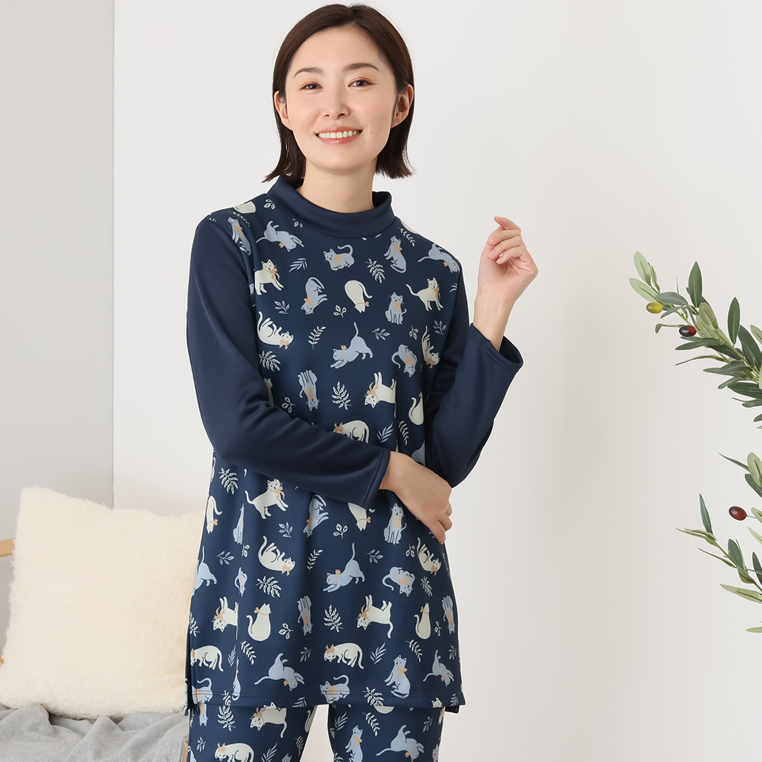 リラキュート 裏シャギー 長袖チュニック