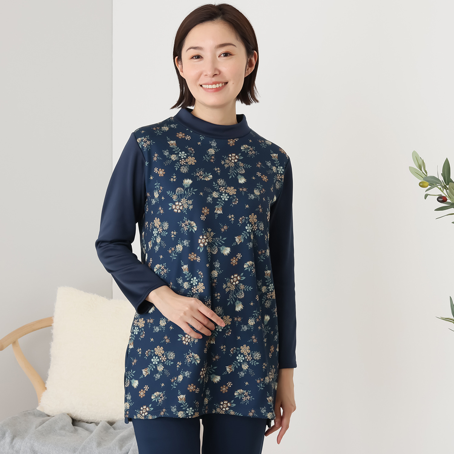 リラキュート 裏シャギー 長袖チュニック