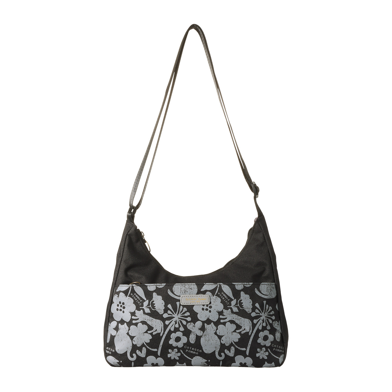 ダジュール ネコ＆花プリント ショルダーバッグ