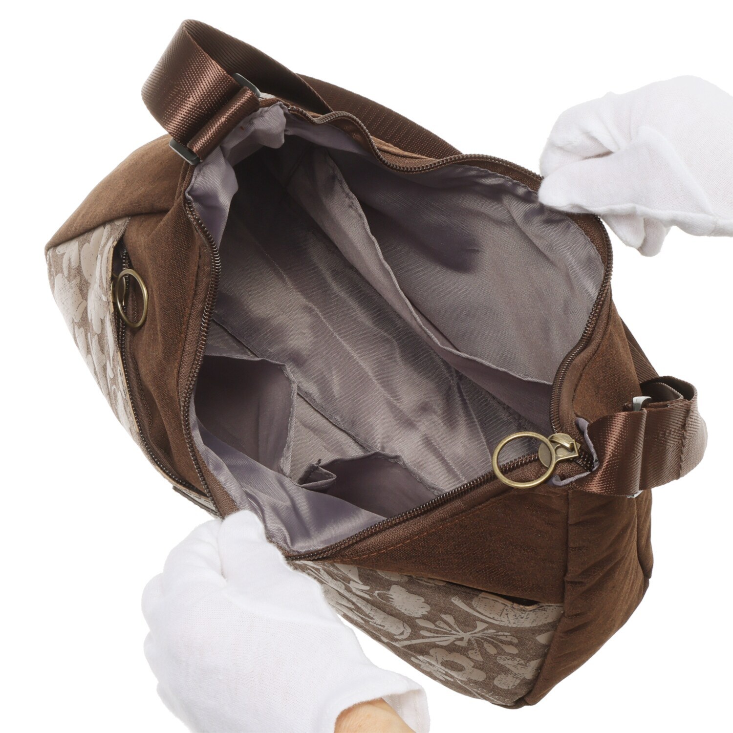 ダジュール ネコ＆花プリント ショルダーバッグ