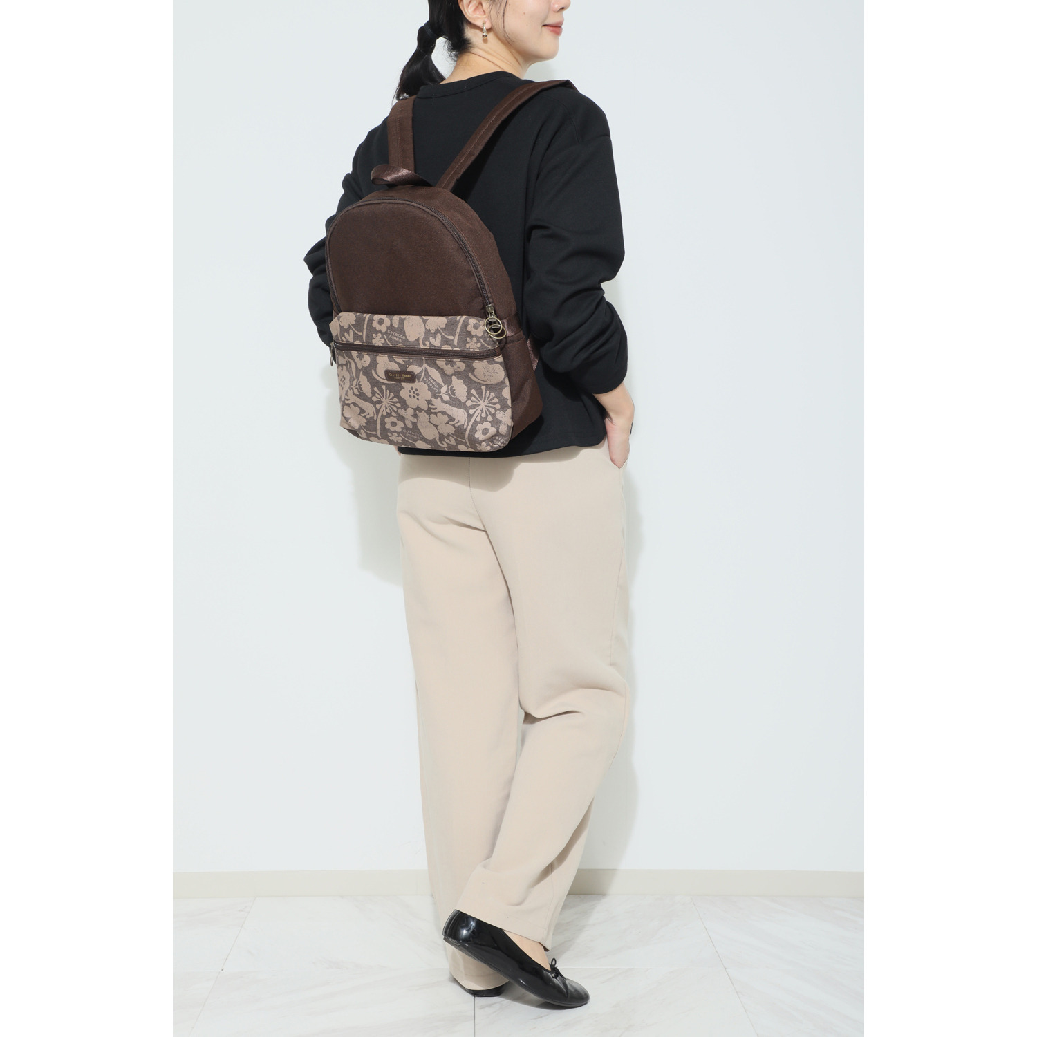 ダジュール ネコ＆花プリント リュック