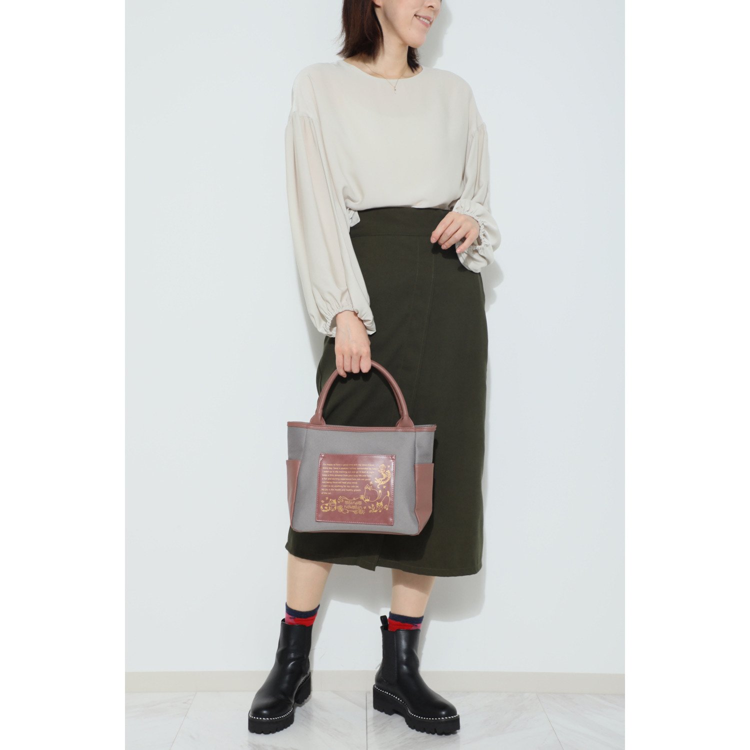 ダジュール ネコプリントポケット トートバッグ