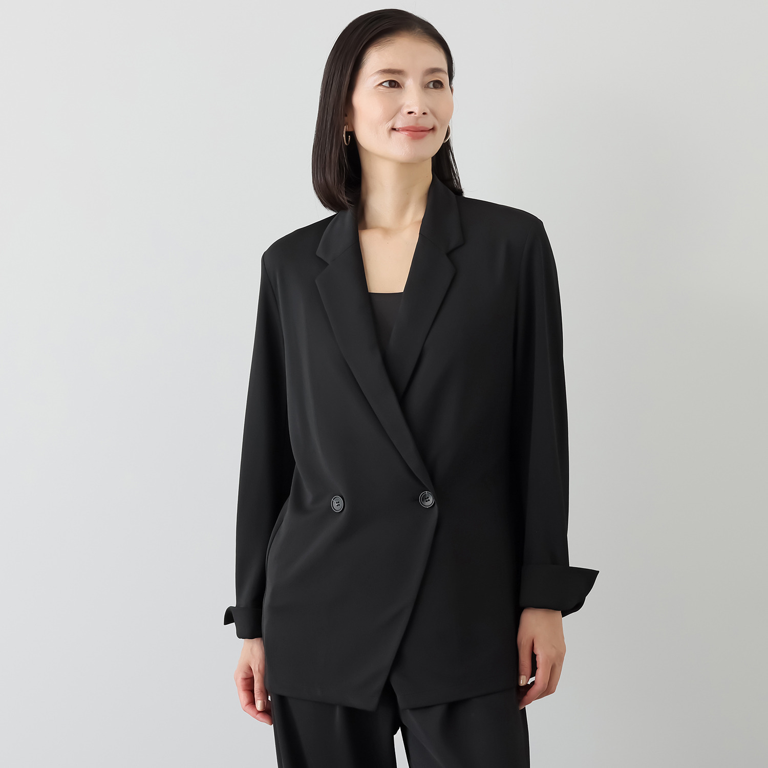 ヴィアッジャーレ ドレープジャージー ダブルフロント ライトテーラード ジャケット