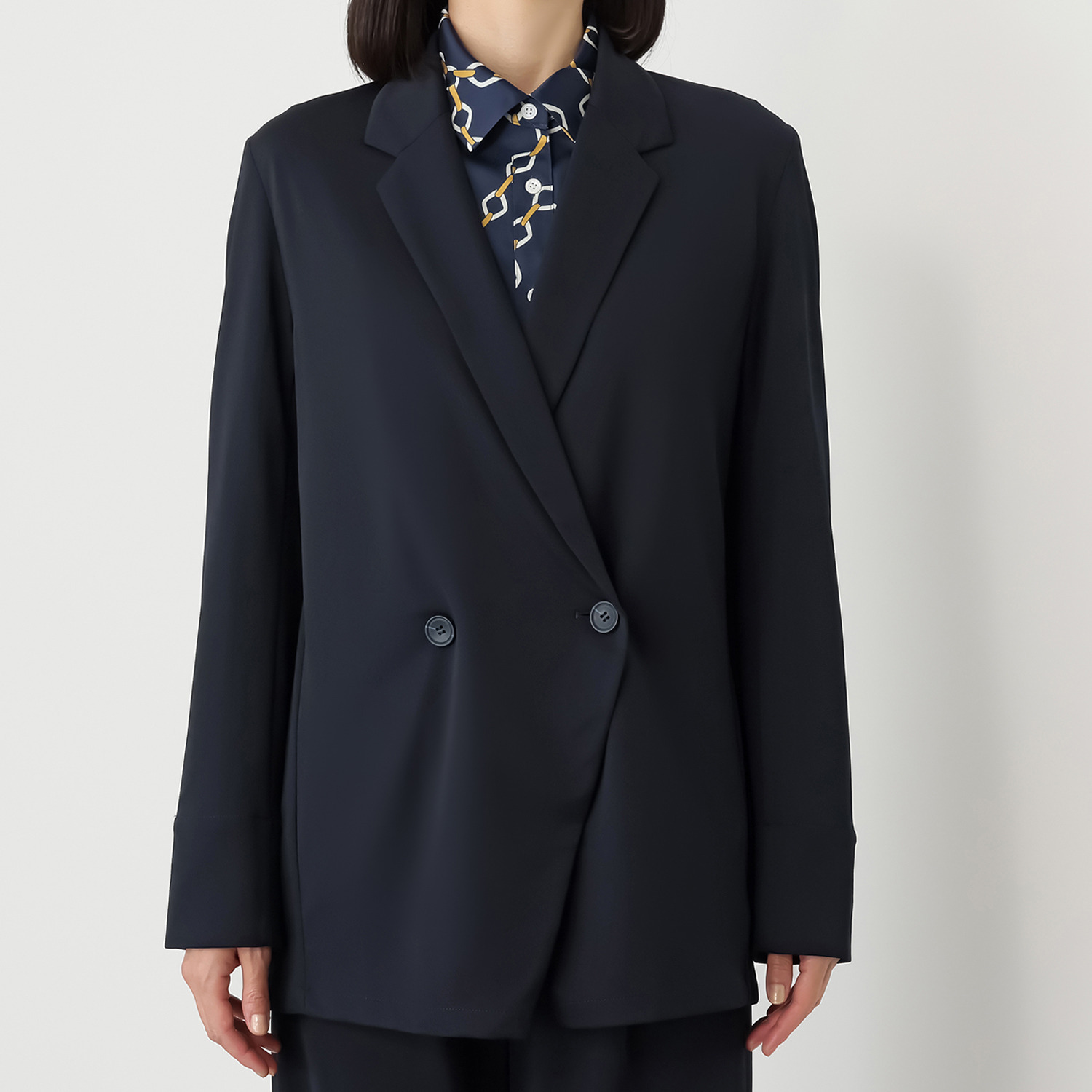 ヴィアッジャーレ ドレープジャージー ダブルフロント ライトテーラード ジャケット