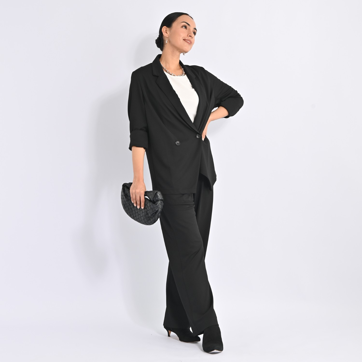 ヴィアッジャーレ ドレープジャージー ダブルフロント ライトテーラード ジャケット