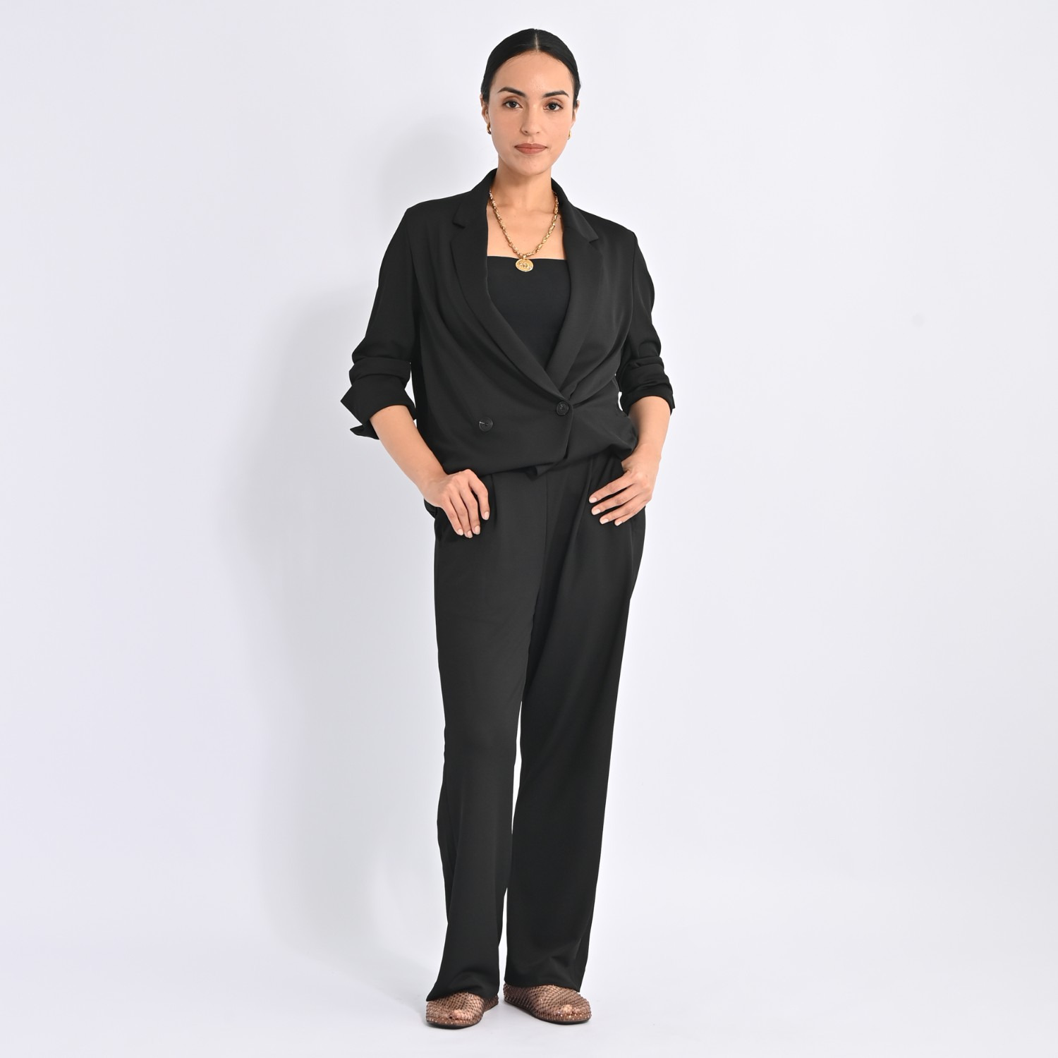 ヴィアッジャーレ ドレープジャージー ダブルフロント ライトテーラード ジャケット