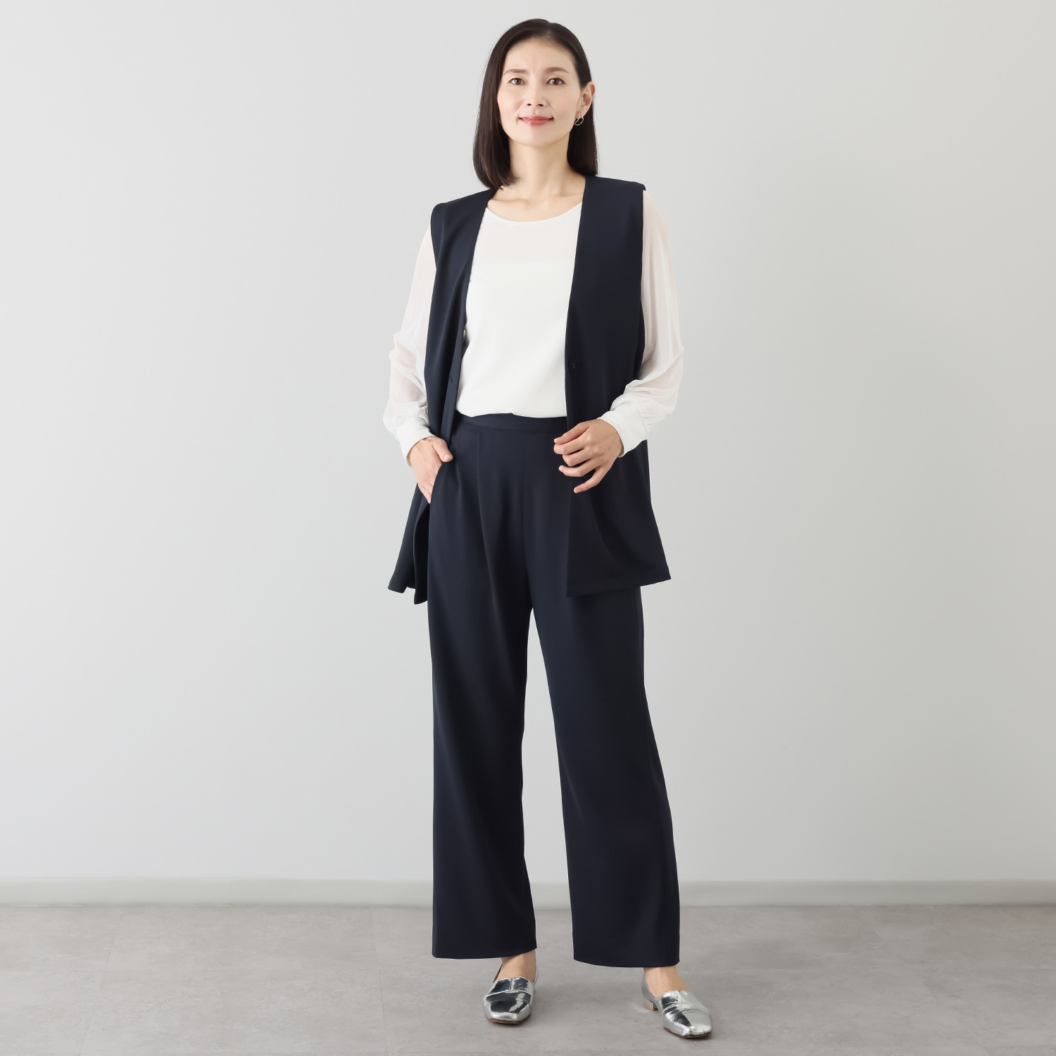 ヴィアッジャーレ ドレープジャージー ワイドパンツ