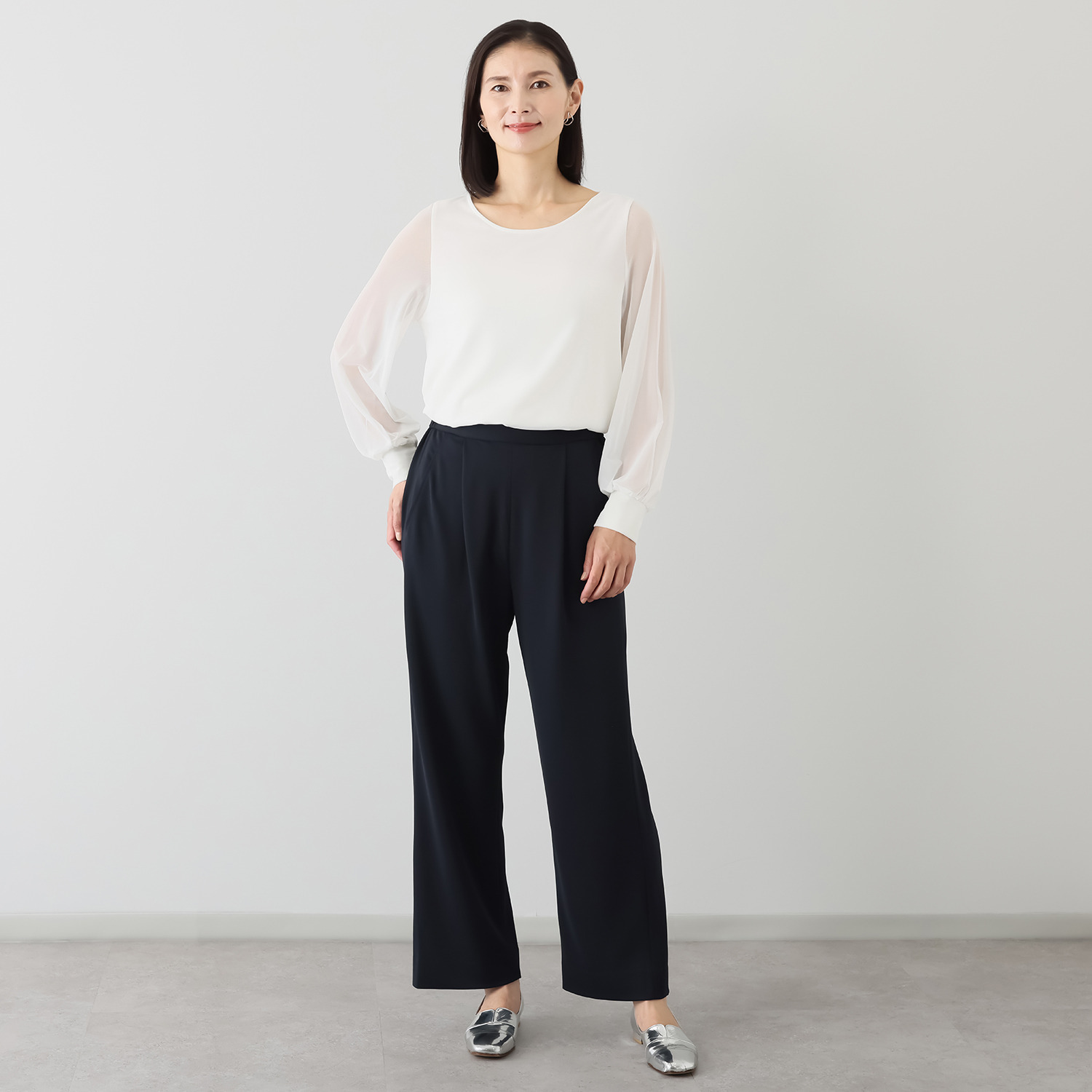 ヴィアッジャーレ ドレープジャージー ワイドパンツ