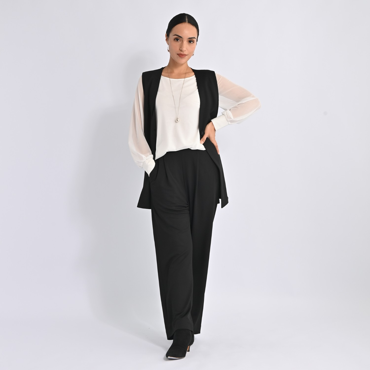 ヴィアッジャーレ チュールレイヤード ふんわりスリーブ プルオーバー