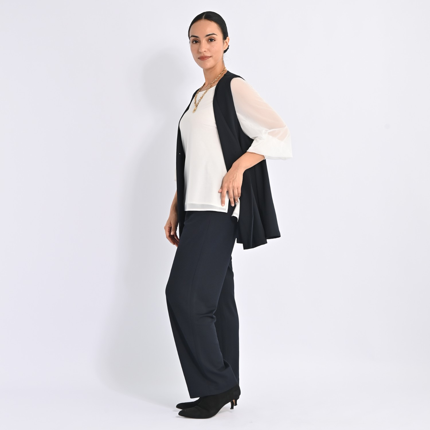 ヴィアッジャーレ チュールレイヤード ふんわりスリーブ プルオーバー