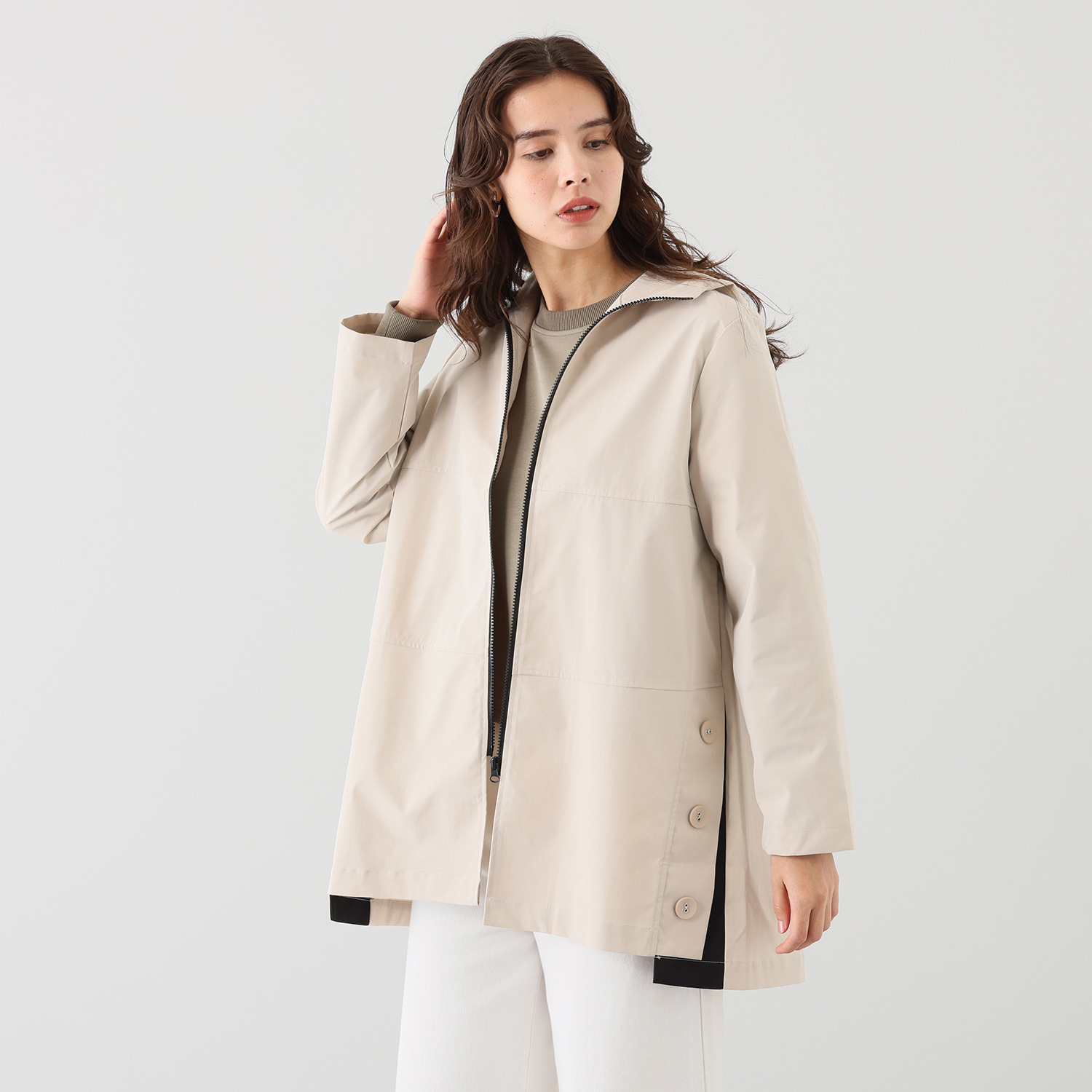 アリュメット 防風ラミネートクロス ミドルコート