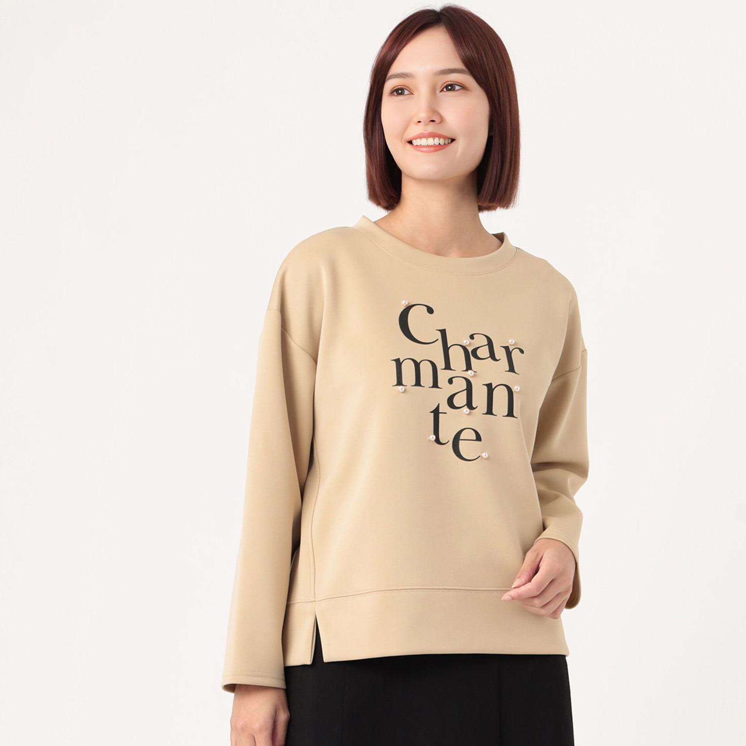 ダジュール ロゴプリント＆ビジュウ デザインプルオーバー