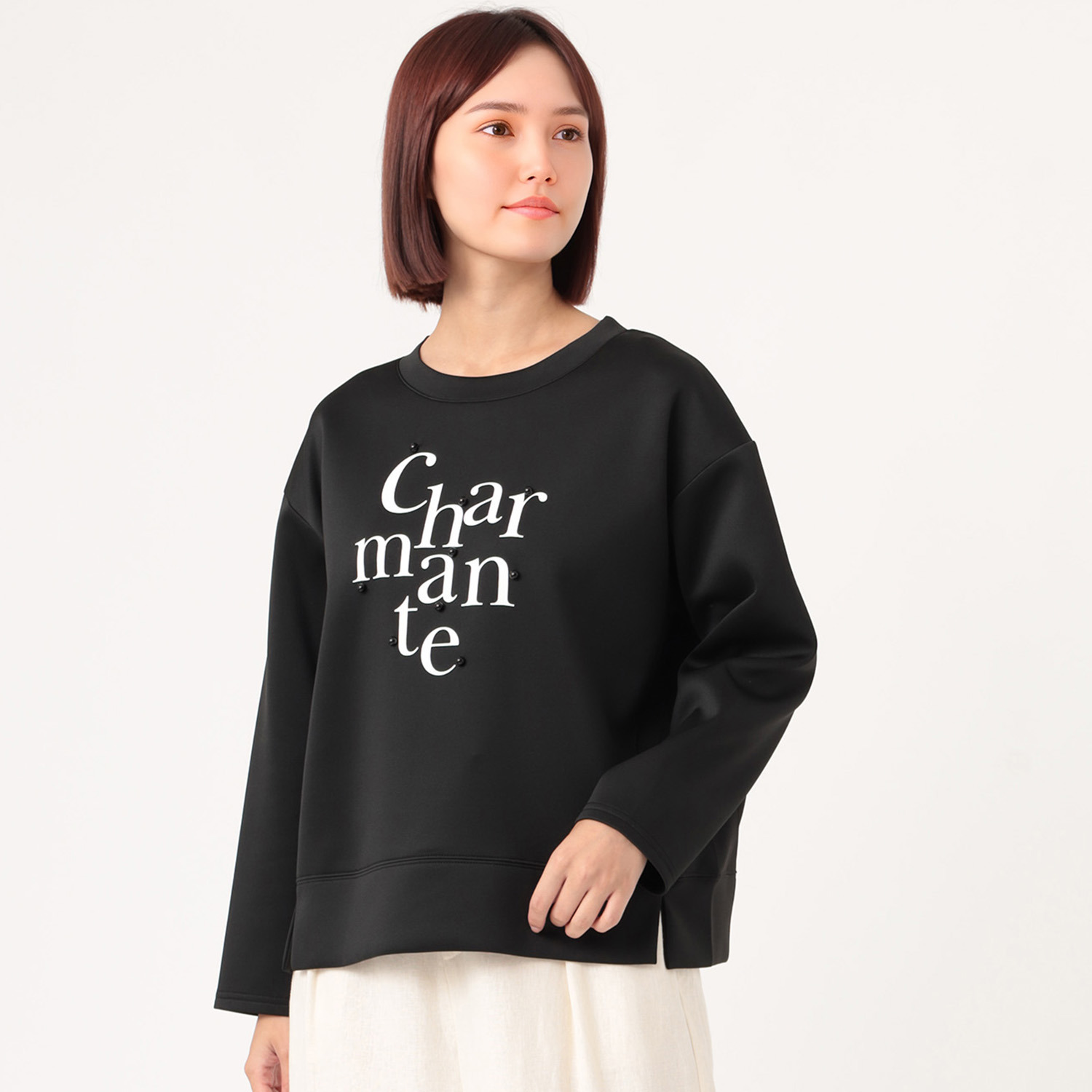 ダジュール ロゴプリント＆ビジュウ デザインプルオーバー