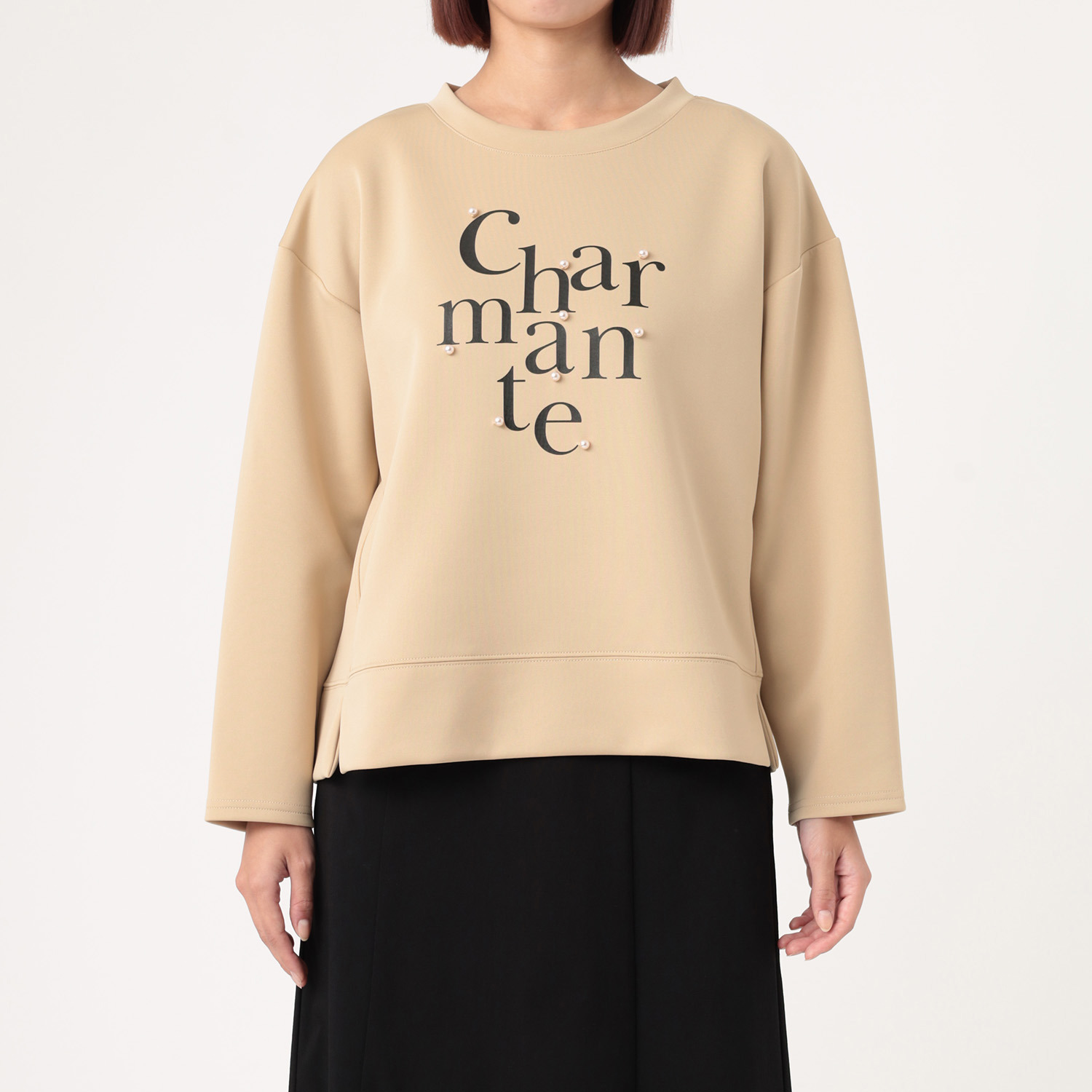 ダジュール ロゴプリント＆ビジュウ デザインプルオーバー