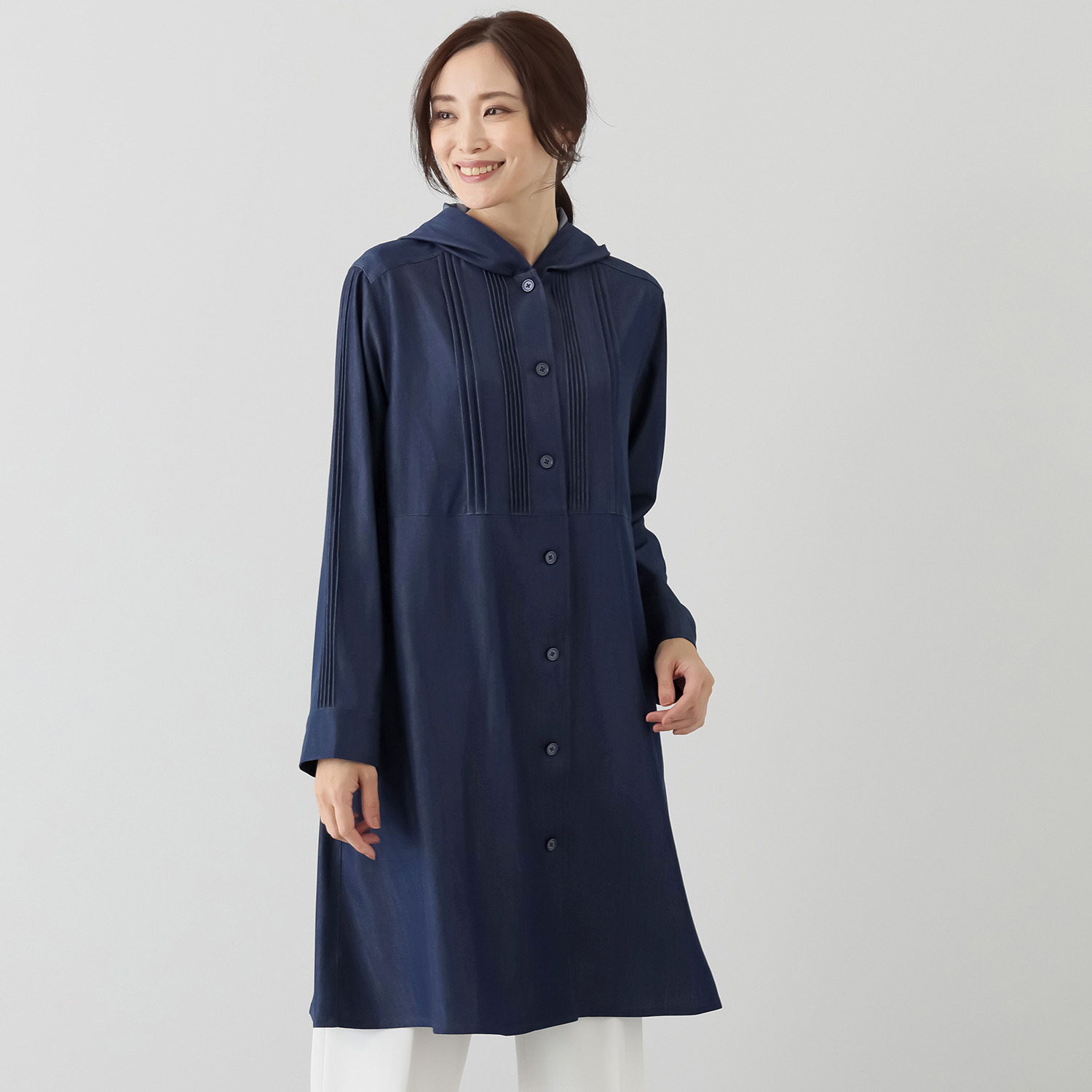 ダジュール デニム調 フードデザインコート