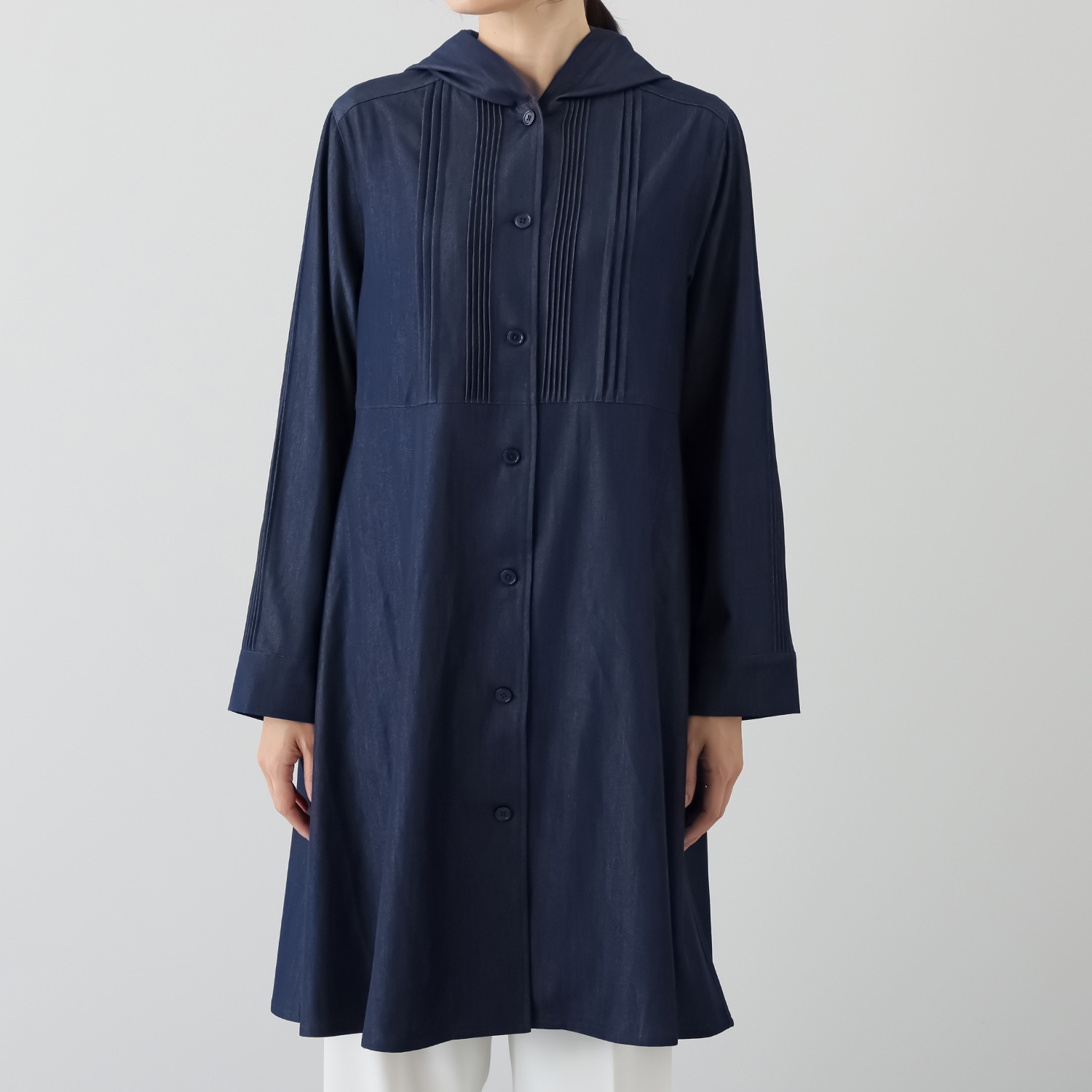 ダジュール デニム調 フードデザインコート