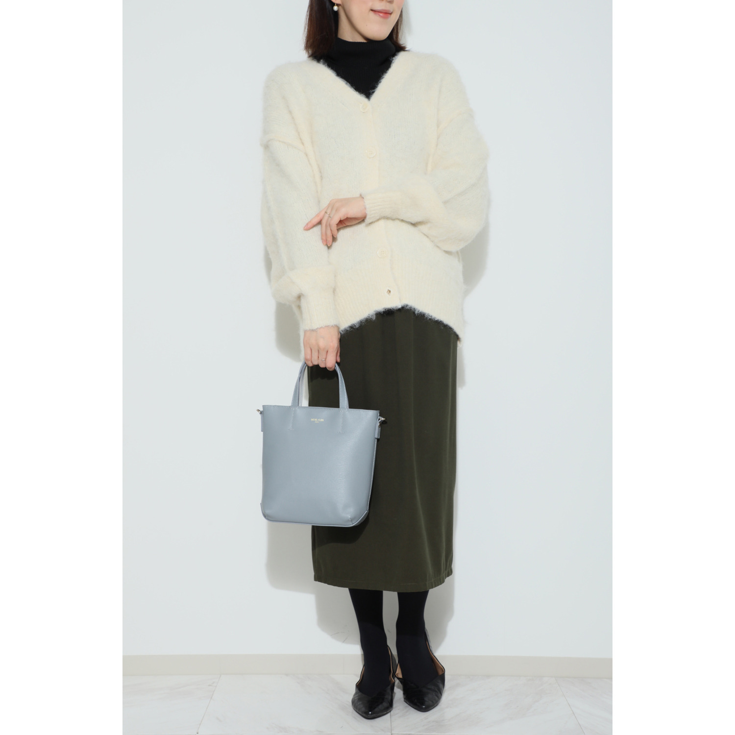 ミッシェル　クラン はっ水 牛革シュリンク型押し ２ウェイハンドバッグ