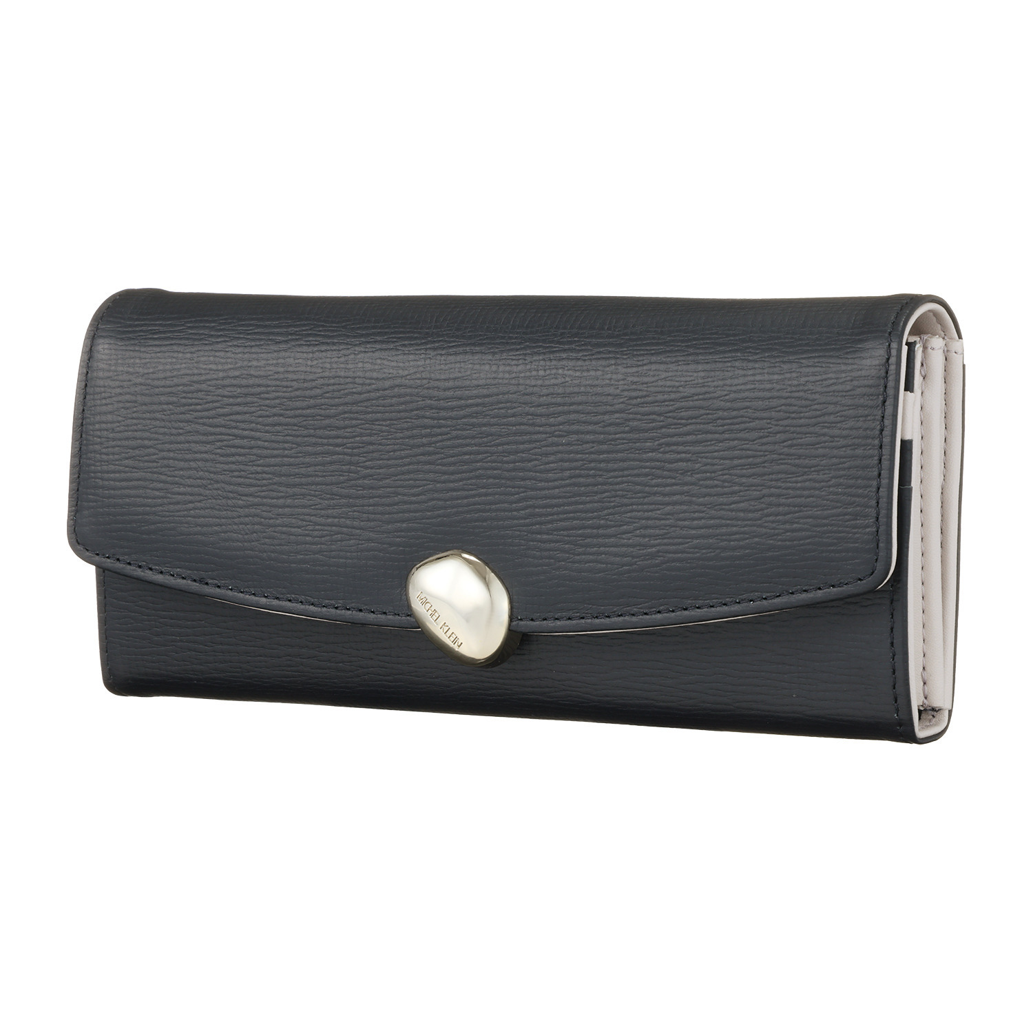 ミッシェル　クラン はっ水 牛革シュリンク型押し ストーンデザインホック式 長財布