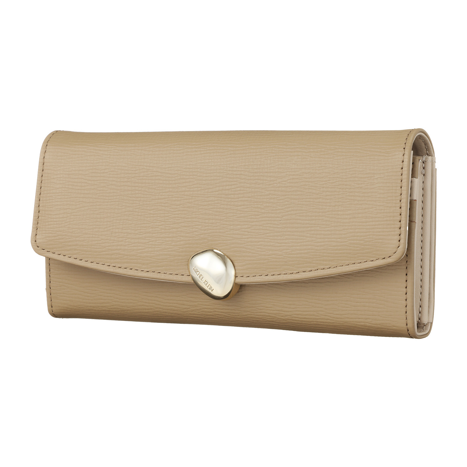 ミッシェル　クラン はっ水 牛革シュリンク型押し ストーンデザインホック式 長財布