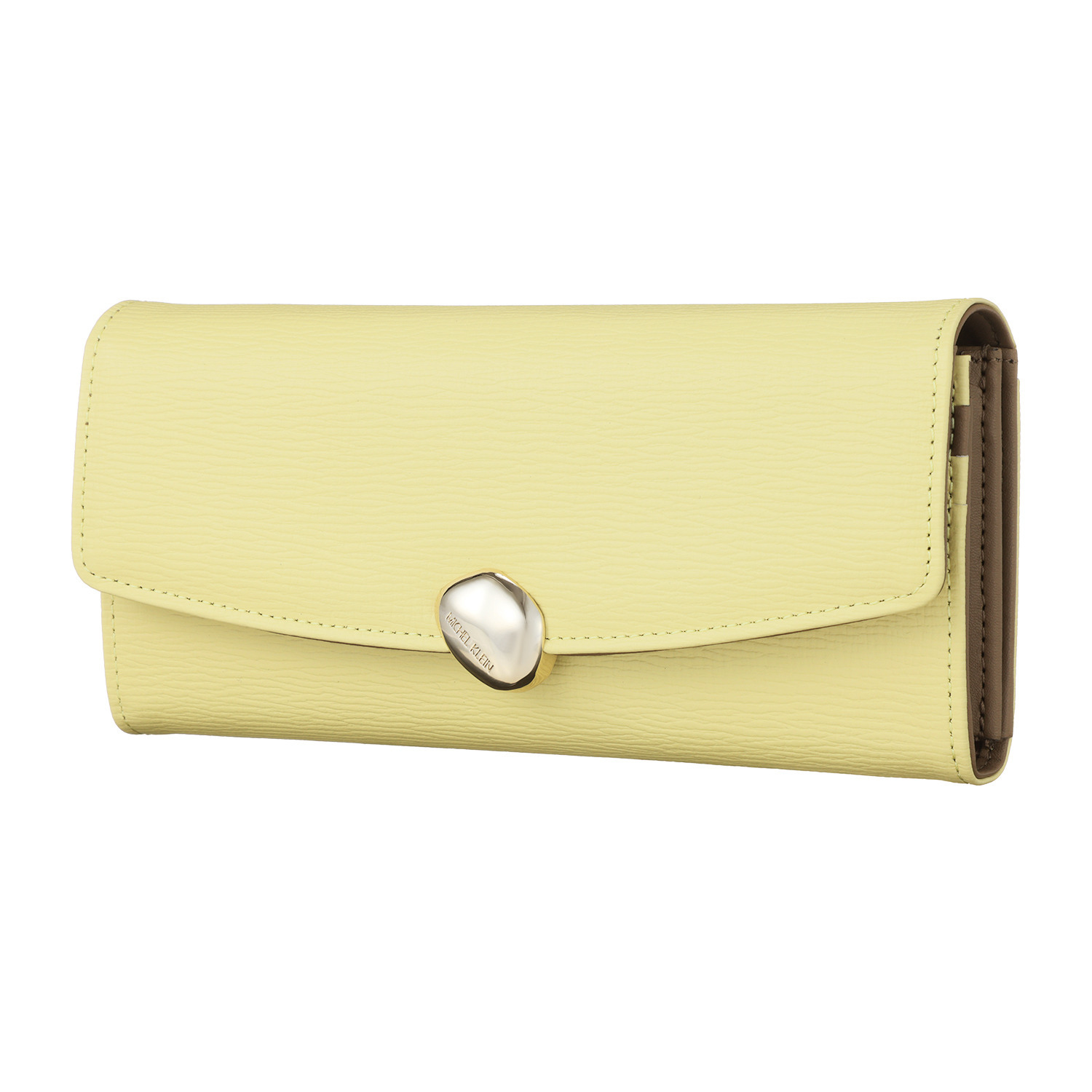 ミッシェル　クラン はっ水 牛革シュリンク型押し ストーンデザインホック式 長財布