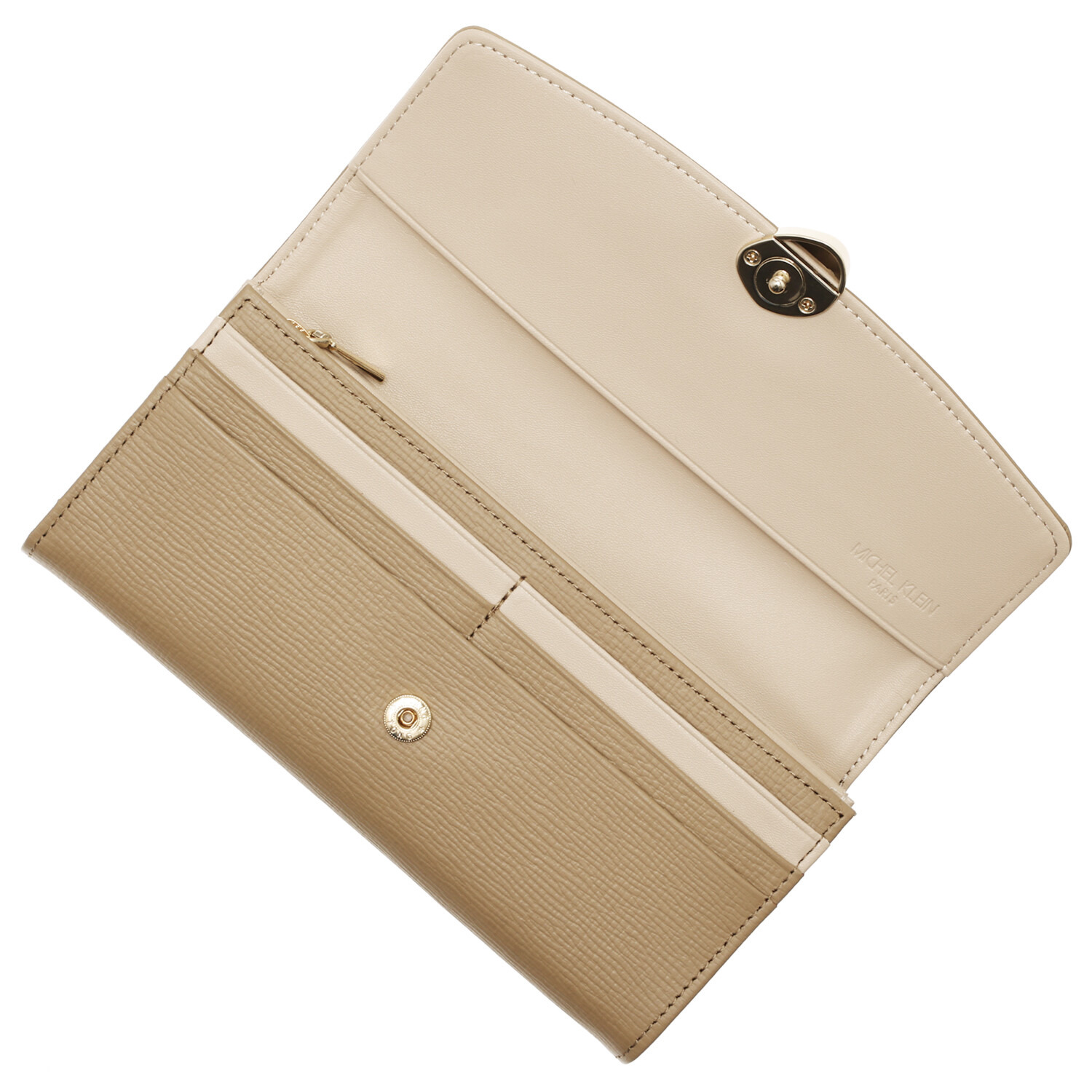 ミッシェル　クラン はっ水 牛革シュリンク型押し ストーンデザインホック式 長財布