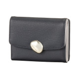 ミッシェル　クラン はっ水 牛革シュリンク型押し ストーンデザインホック式 二つ折り財布