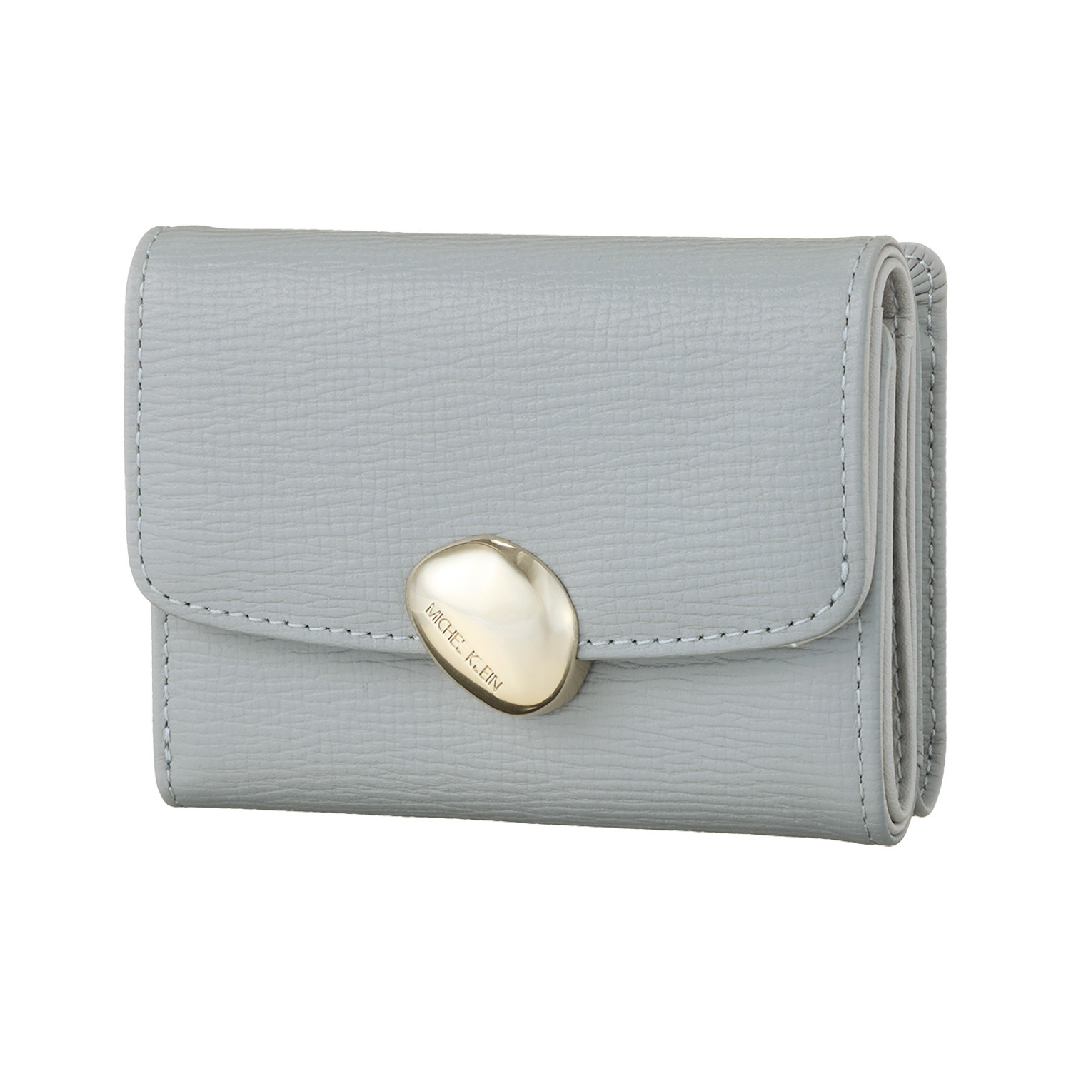 ミッシェル　クラン はっ水 牛革シュリンク型押し ストーンデザインホック式 二つ折り財布